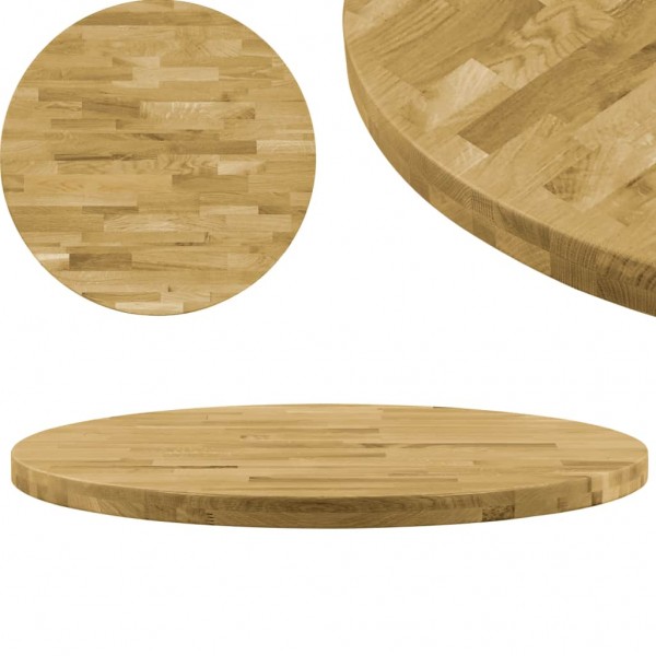 Superficie de mesa redonda madera maciza de roble 44 mm 600 mm D