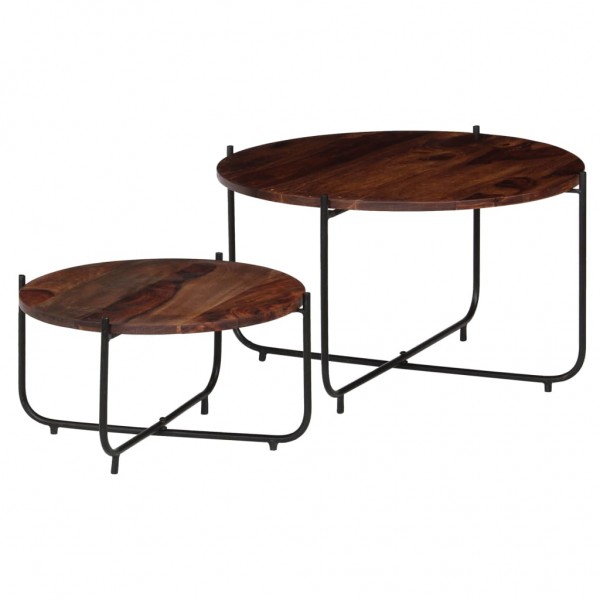 Set de mesas de centro 2 piezas madera maciza sheesham 60x35 cm D