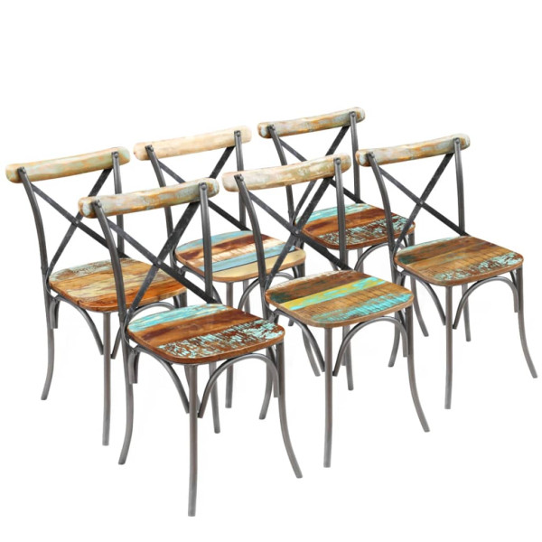 Cadeiras de jantar 6 unidades madeira maciça reciclada D