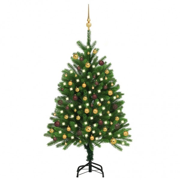 Árvore de Natal pré-iluminada com luzes e bolas verdes 120 cm D