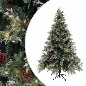 Árvore de Natal com luzes e pinheiros PVC PE verde e branco 150 cm D
