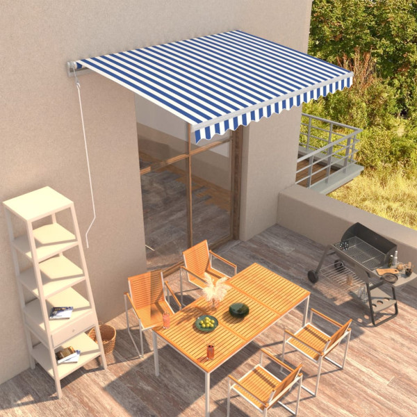 Toldo automático retrátil azul e branco 350x250 cm D