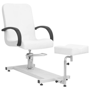 Assento de massagem com apoio de pés branco de couro PE 127x60x98 cm D