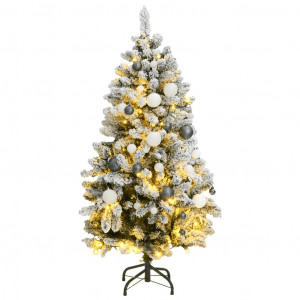 Árvore de Natal artificial com pendências 150 LED e bolas 120 cm D