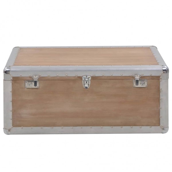 Caja de almacenaje madera maciza abeto marrón 91x52x40 cm M 2