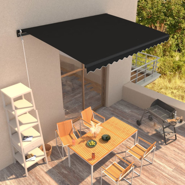 Toldo retrátil manual cinza-antracita 400x300 cm D