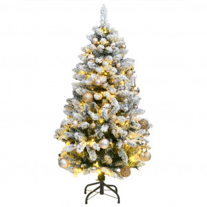 Árbol de Navidad artificial con bisagras 150 LED y bolas 150 cm D