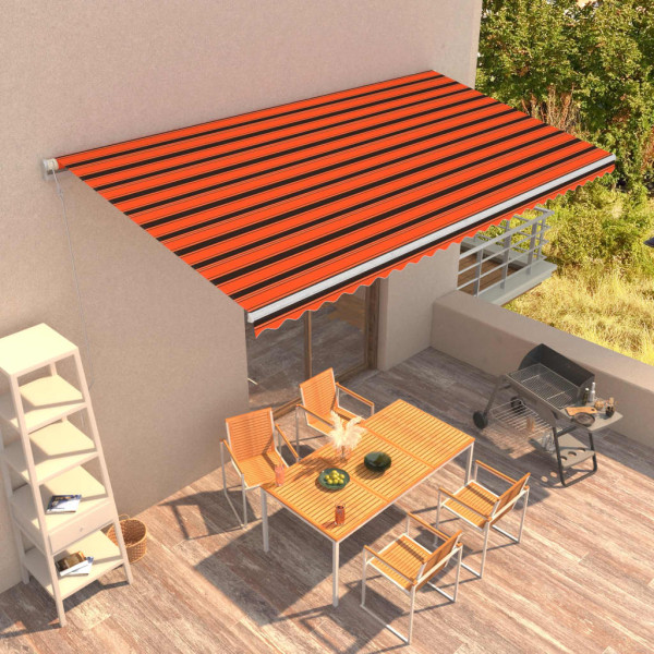 Toldo automático retráctil naranja y marrón 600x300 cm D