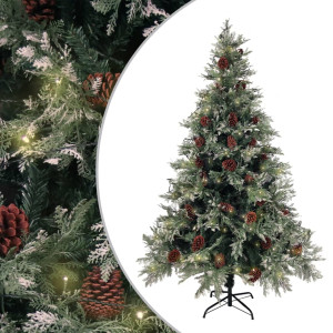 Árvore de Natal com luzes e pinheiros PVC PE verde e branco 120 cm D
