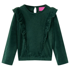 Blusa de niña con volantes verde oscuro 116 D