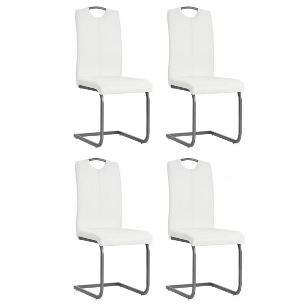 Cadeiras de jantar 4 unidades de couro sintético branco D