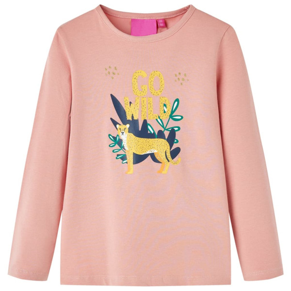 Camiseta de niño de manga larga estampado animal rosa claro 140 D