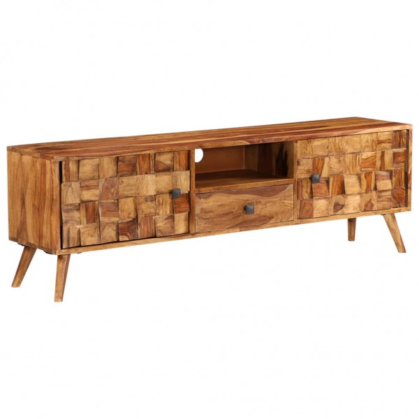 Mueble TV madera maciza sheesham acabado miel 140x30x40 cm D
