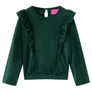 Blusa de niña con volantes verde oscuro 104 D