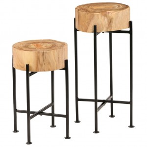 Mesa auxiliar 2 unidades madera maciza de acacia D