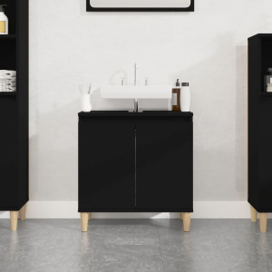 Armario para lavabo madera contrachapada negro 58x33x60 cm D