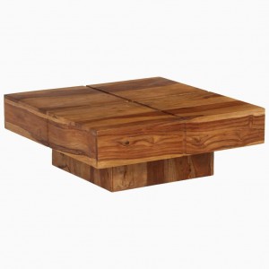 Mesa de centro de madera maciza de acacia 80x80x30 cm D