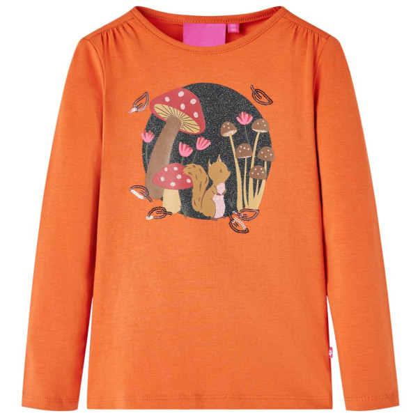 Camiseta de niño de manga larga estampado de ardilla naranja 116 D