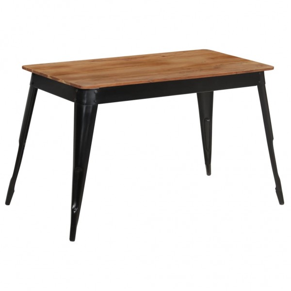 Mesa de jantar de madeira maciça de acácia e aço 120x60x76 cm D