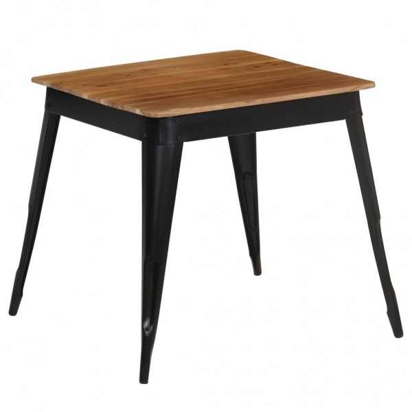 Mesa de jantar de madeira maciça de acácia e aço 75x75x76 cm D