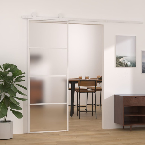 Puerta corredera ESG vidrio y aluminio blanca 76x205 cm D