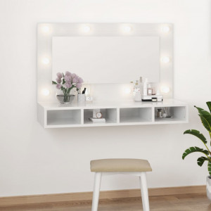 Mueble con espejo y LED blanco brillante 90x31.5x62 cm D