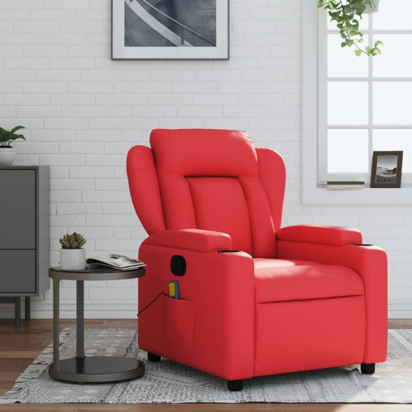 Sillón de masaje reclinable cuero sintético rojo D