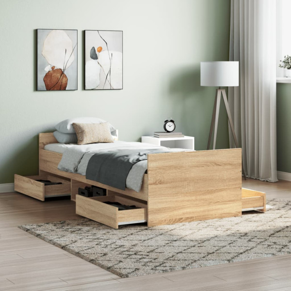 VidaXL Estructura de cama con cabecero piecero roble Sonoma