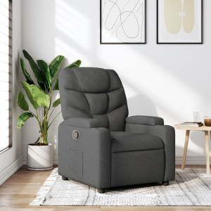 Sillón reclinable de tela gris oscuro D