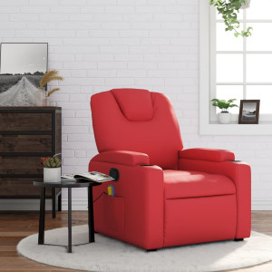 Assento de massagem reclinável de couro sintético vermelho D
