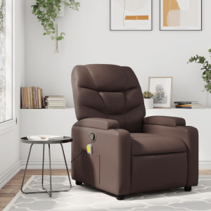 Assento de massagem reclinável de couro sintético marrom D