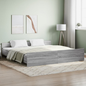 Estructura de cama con cabecero piecero gris Sonoma 200x200 cm D