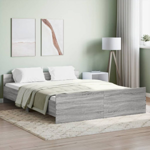 Estructura de cama con cabecero piecero gris Sonoma 150x200 cm D