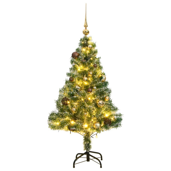 Árvore de Natal artificial com 150 bolas de LEDs e neve 150 cm D