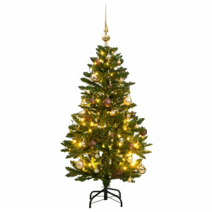 Árvore de Natal artificial com dobradiças 150 LED e bolas 120 cm D