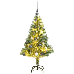 Árvore de Natal artificial com 150 bolas de LEDs e neve 150 cm D