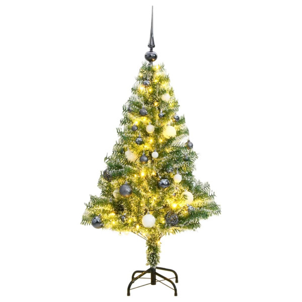 Árbol de Navidad artificial con 150 LEDs bolas y nieve 150 cm D