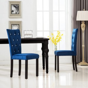 Cadeiras de jantar 2 unidades veludo azul escuro D