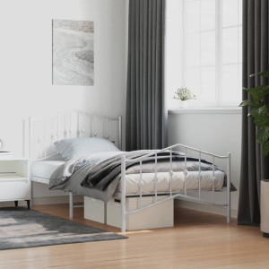 Estructura cama metal cabecero y pie de cama blanca 100x190 cm D