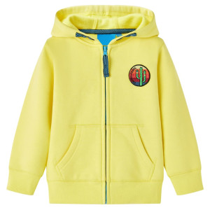 Sudadera para niños con capucha y cremallera amarillo claro 128 D