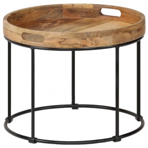 Mesa de centro de madera maciza de mango y acero 50x40 cm D