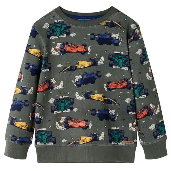 Sudadera para niños con estampado de coches de carreras caqui 92 D