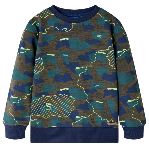 Sudadera para niños con estampado de placas caqui oscuro mélange 128 D