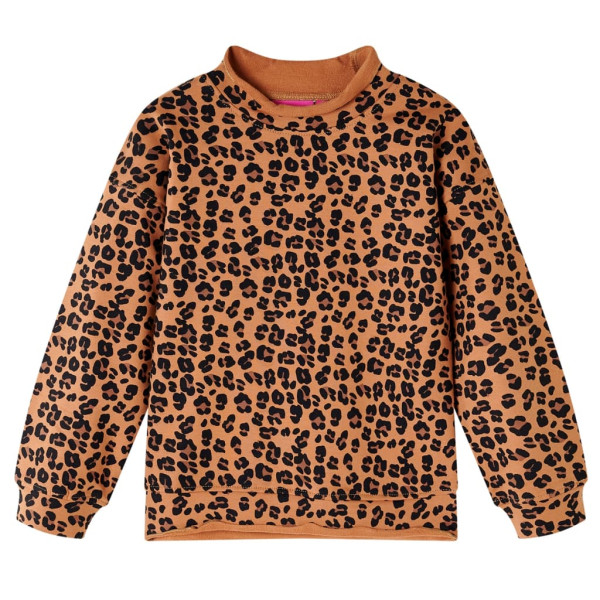 Sudadera para niños con estampado de leopardo color coñac claro 128 D