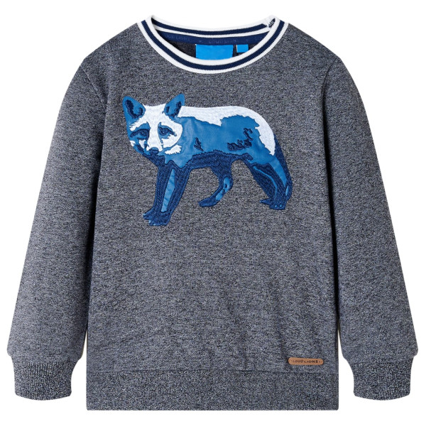 Sudadera para niños con estampado de zorro azul marino mélange 92 D