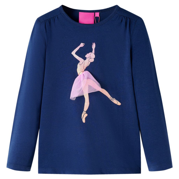 Camiseta para niños de manga larga estampado bailarina azul marino 140 D