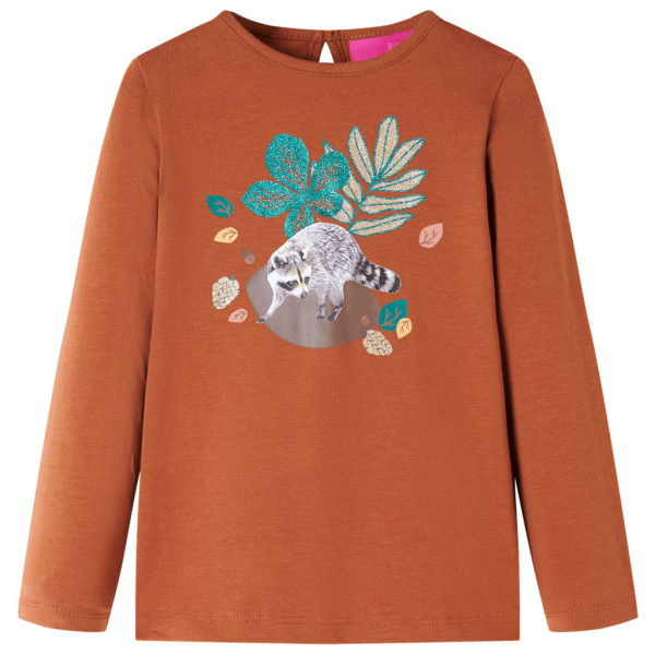 T-shirt infantil manga longa animal impressão cognac 116 D