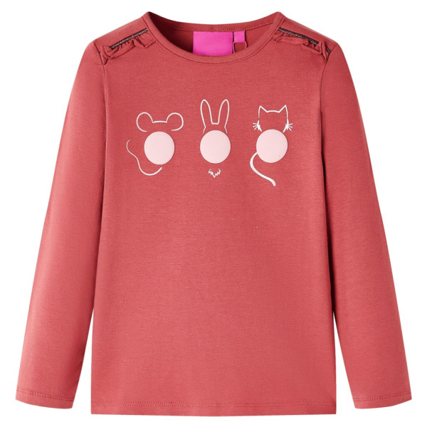 Camiseta para niños manga larga estampado de animales rosa tostado 92 D