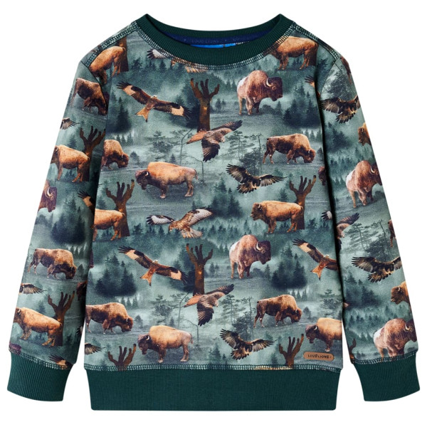 Sudadera para niños con estampado reses y águilas verde oscuro 116 D