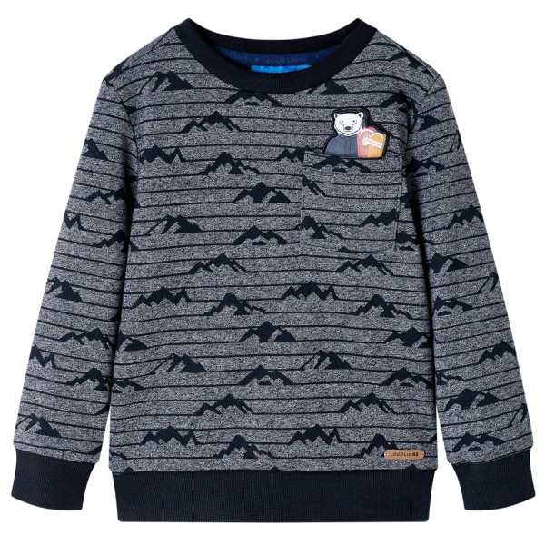 Sudadera para niños con estampado de colinas azul marino mélange 116 D